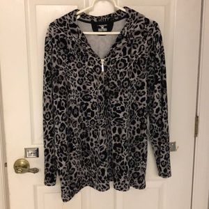Jones NY Cheetah Print Zipper-Up Top